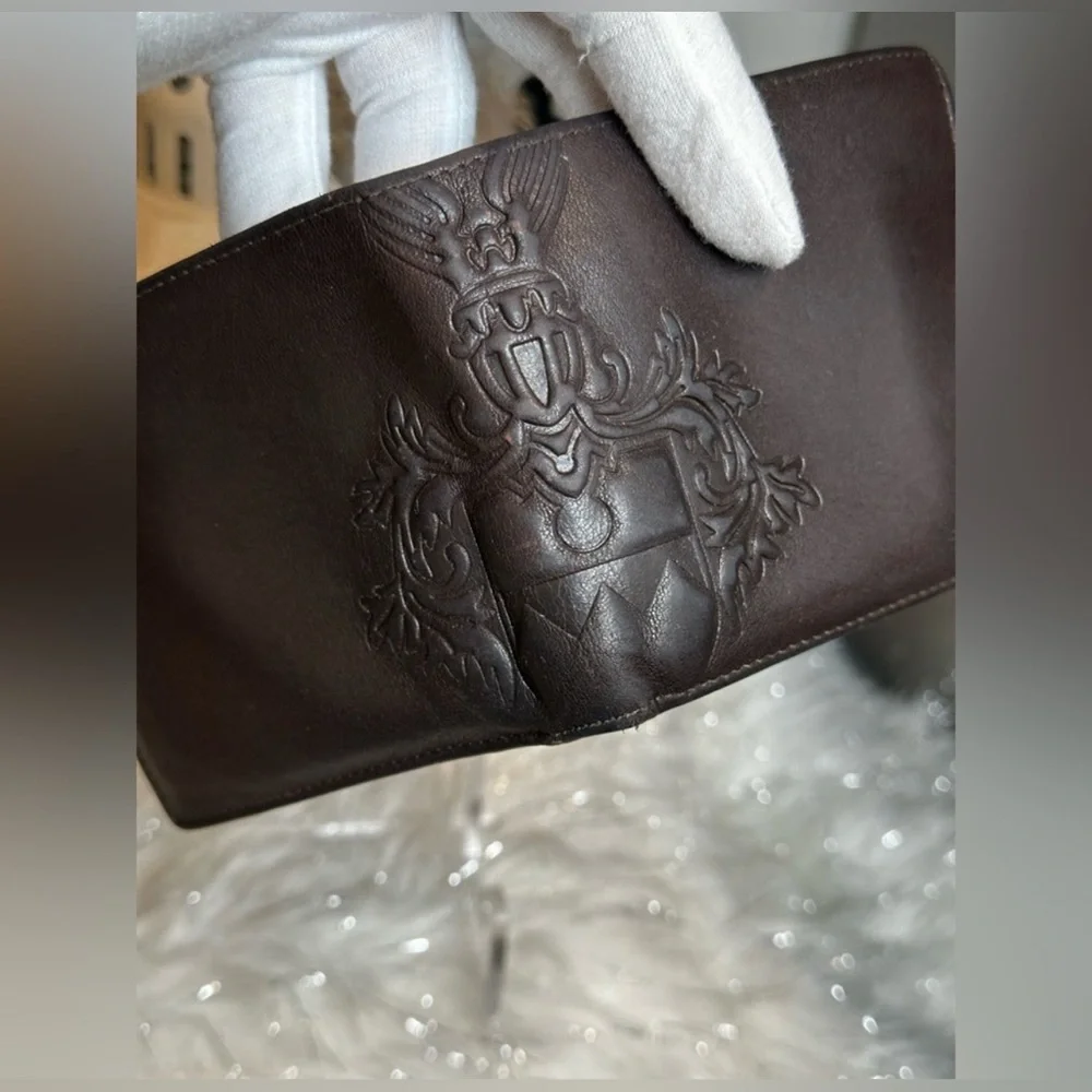 Bally RARE Switzerland Embossed Crest Leather Bifold Wallet – Dark Brown